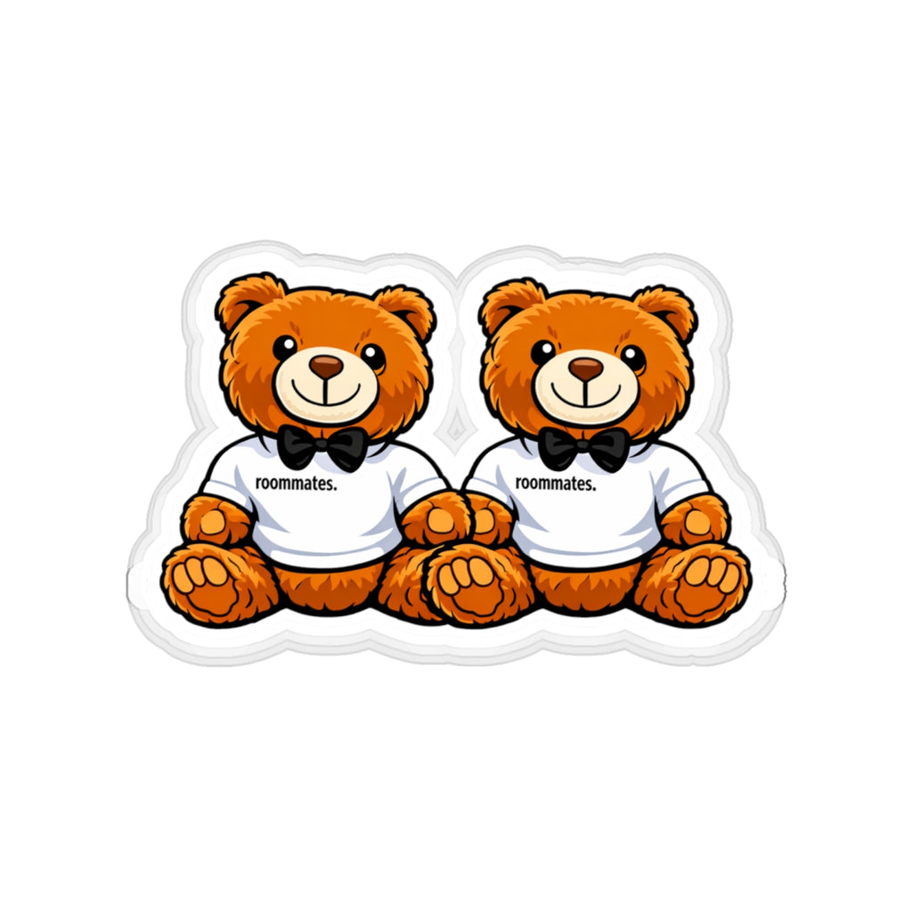 Roommates Teddy Bear Die-Cut Sticker — Cute Matching Plush Duo Sticker