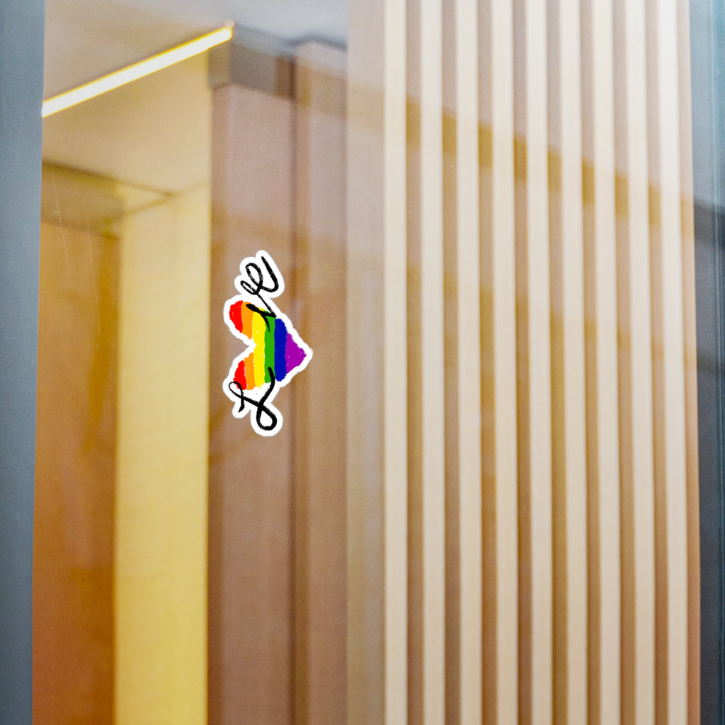 Rainbow Heart 'Love' Kiss-Cut Vinyl Decal