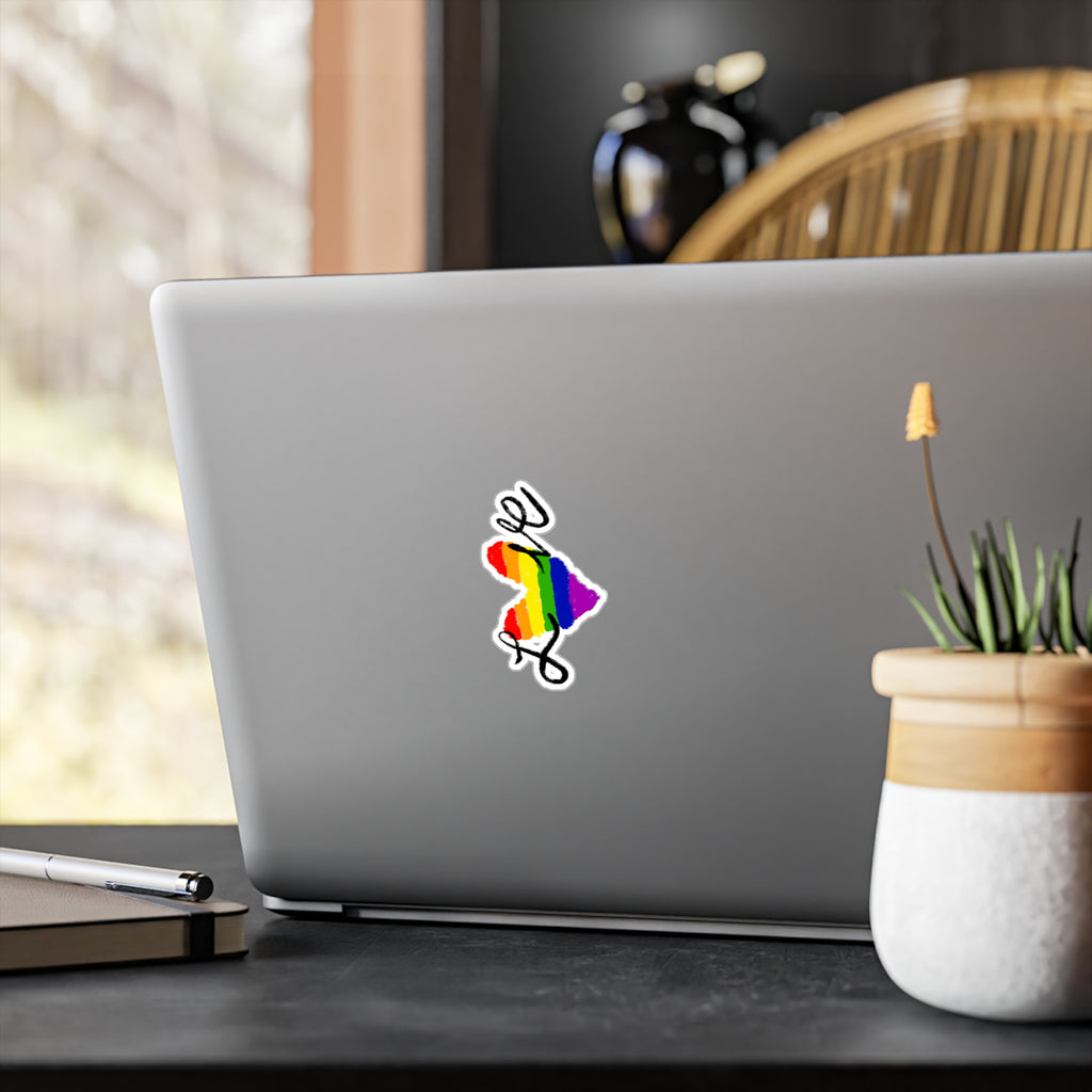 Rainbow Heart 'Love' Kiss-Cut Vinyl Decal