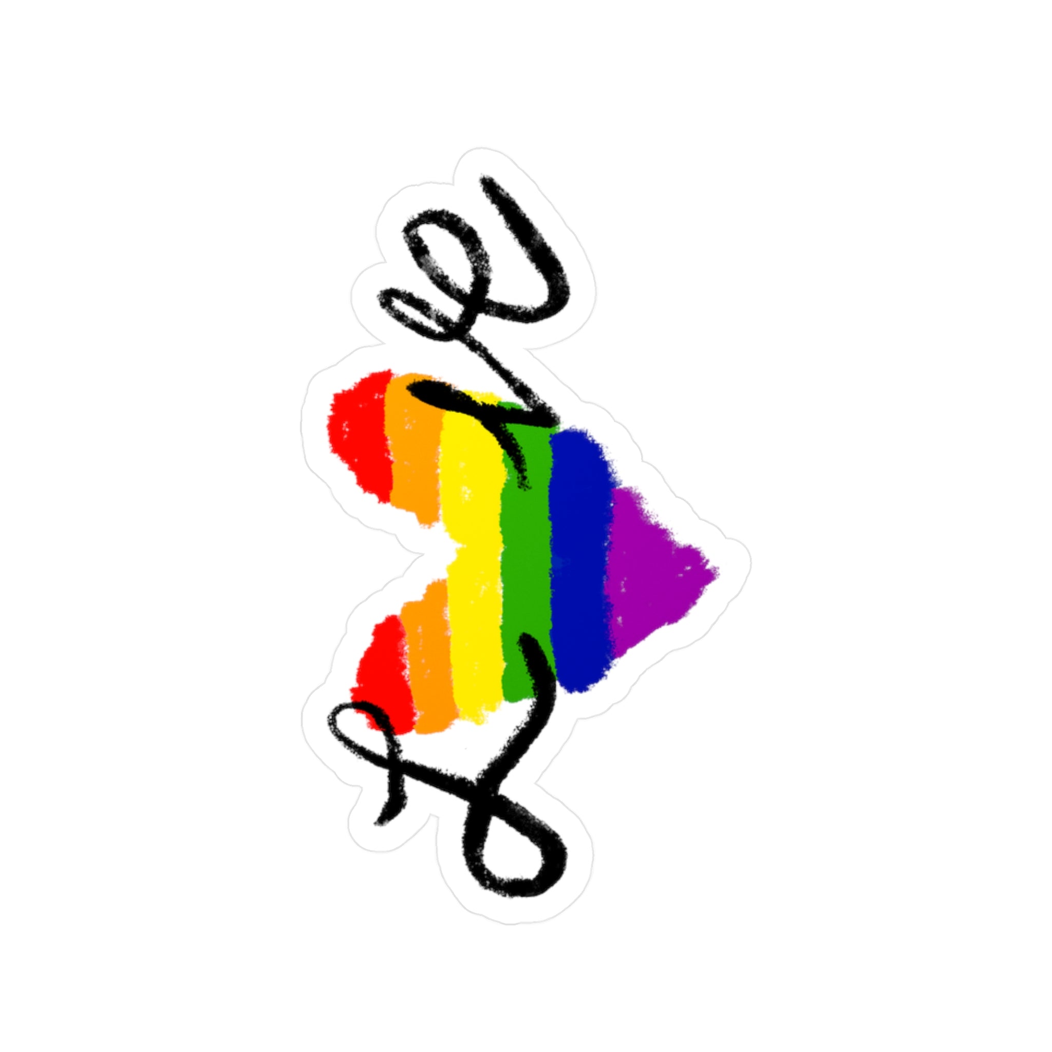 Rainbow Heart 'Love' Kiss-Cut Vinyl Decal